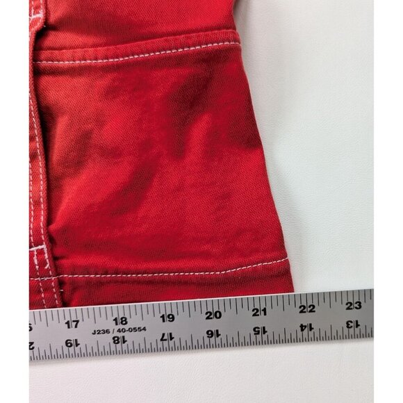 Vintage Beau Dawson Y2K Red Denim Jacket Size 8-10 - Picture 7 of 9